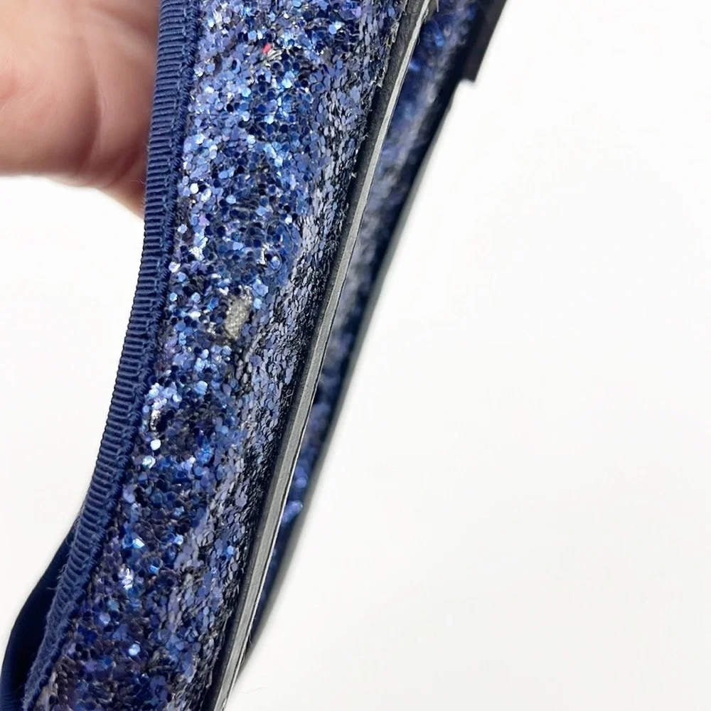 Tory Burch Chelsea Glitter Ballet Flats Navy Blue Size 8.5
